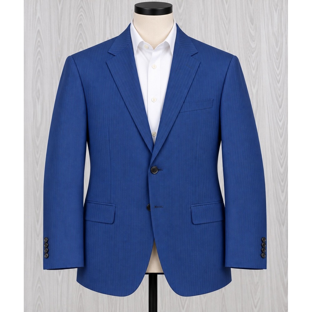 Canali Impeccabile Wool Suit Jacket Mens 42 Blue Pinstripe Blazer Italy Flaw